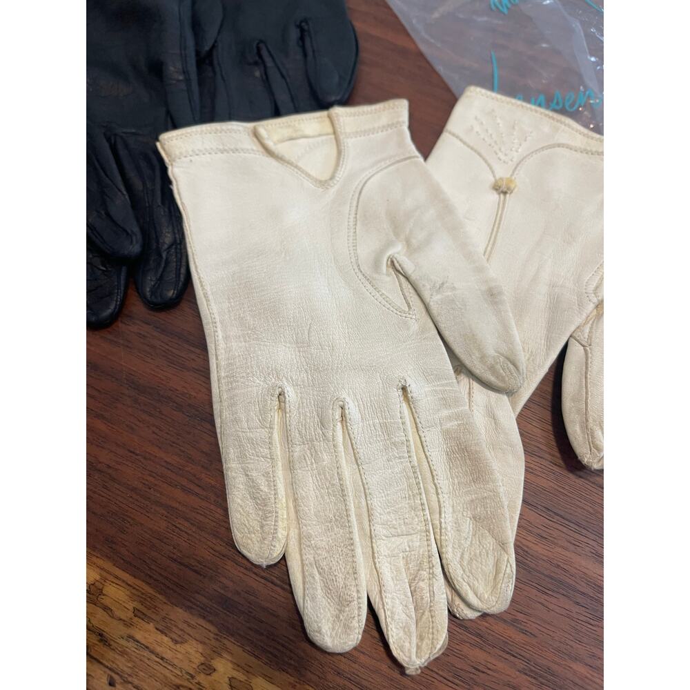 Vintage women gloves Hensen Kayser size 6.5  black white packaged classic - Picture 3 of 11